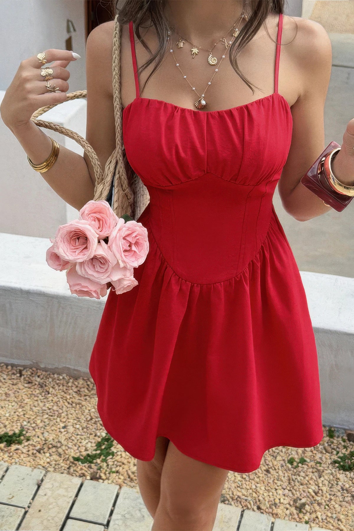 Eos Sleeveless Lace Trim Corset Mini Dress — view 6
