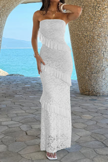 Juno Solid Off Shoulder Bodycon Lace Maxi Dress — thumbnail 2