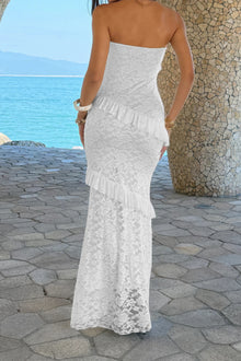 Juno Solid Off Shoulder Bodycon Lace Maxi Dress — thumbnail 5