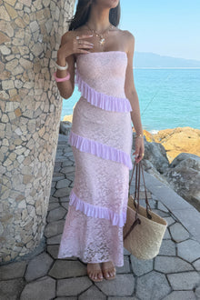 Juno Solid Off Shoulder Bodycon Lace Maxi Dress — thumbnail 6