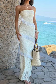 Juno Solid Off Shoulder Bodycon Lace Maxi Dress — thumbnail 12