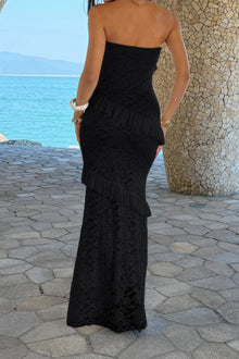 Juno Solid Off Shoulder Bodycon Lace Maxi Dress — thumbnail 15