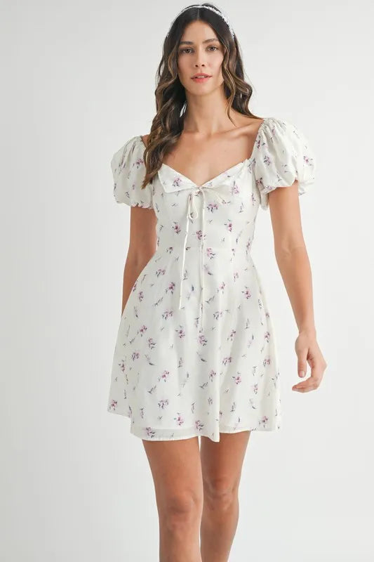 Persephone Floral Puff Sleeve Mini Dress — view 8