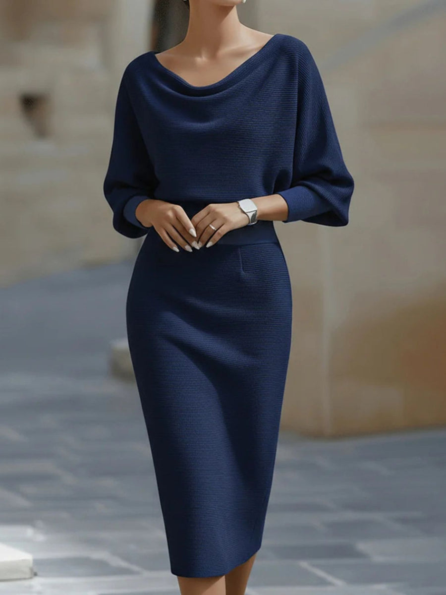 Olwen Cowl Neck Knit Bodycon Dress styled in the studio
