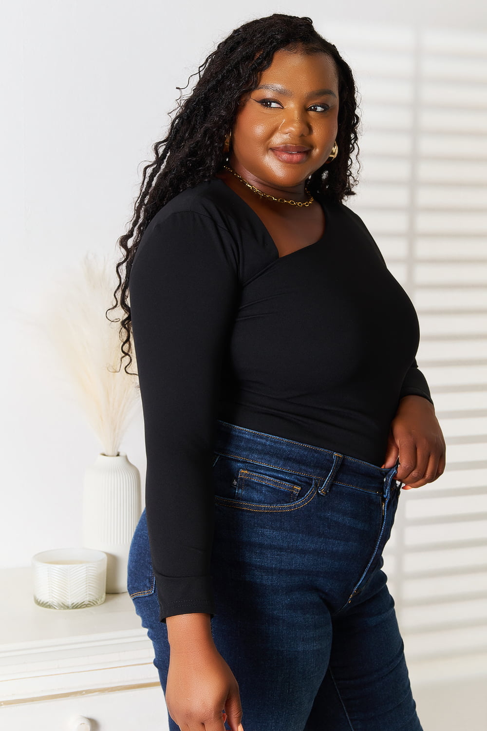 Hecate Asymmetrical Neck Long Sleeve Top — view 5