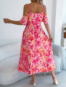 Venus Printed Cold Shoulder Midi Cami Dress — thumbnail 8