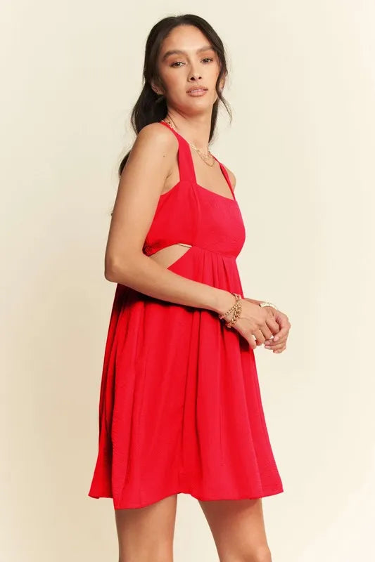 Aphrodite Satin Cutout Mini Dress detail