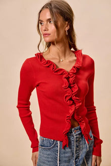 Pele Cascade Ruffle Ribbed Sweater Cardgian — thumbnail 11
