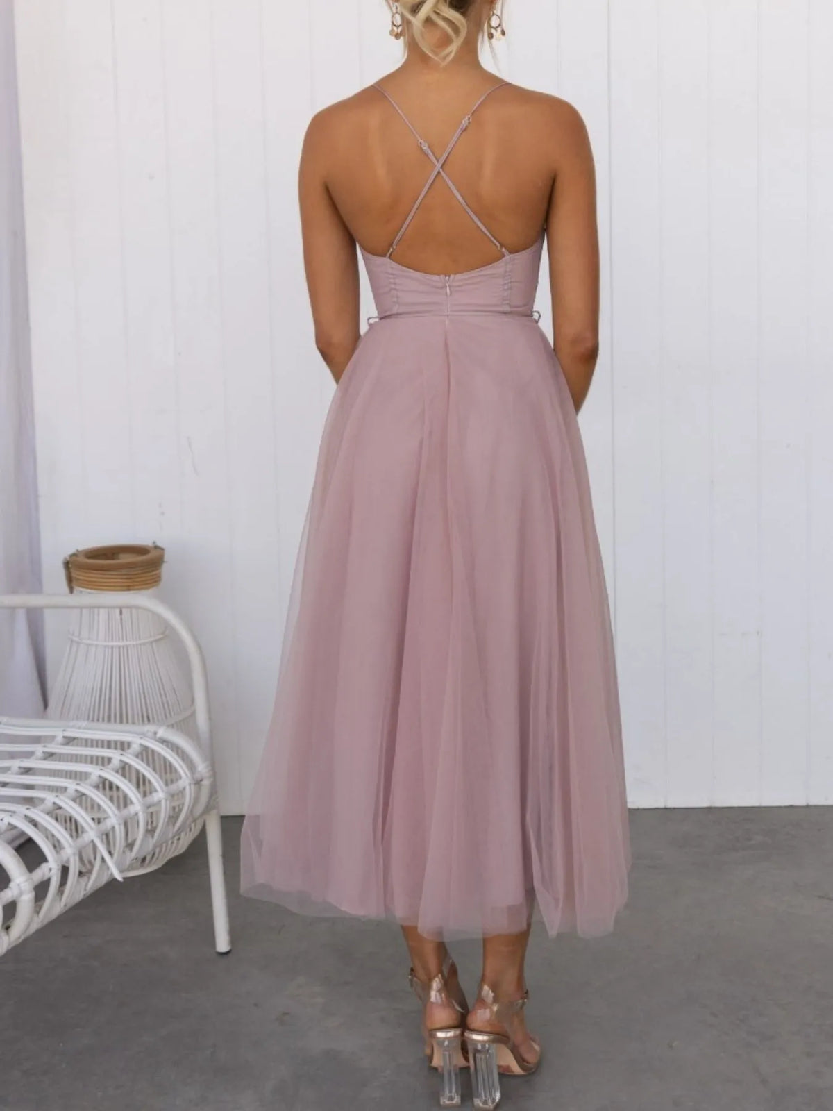 Hecate Sweetheart Neck Tulle Midi Dress — view 16