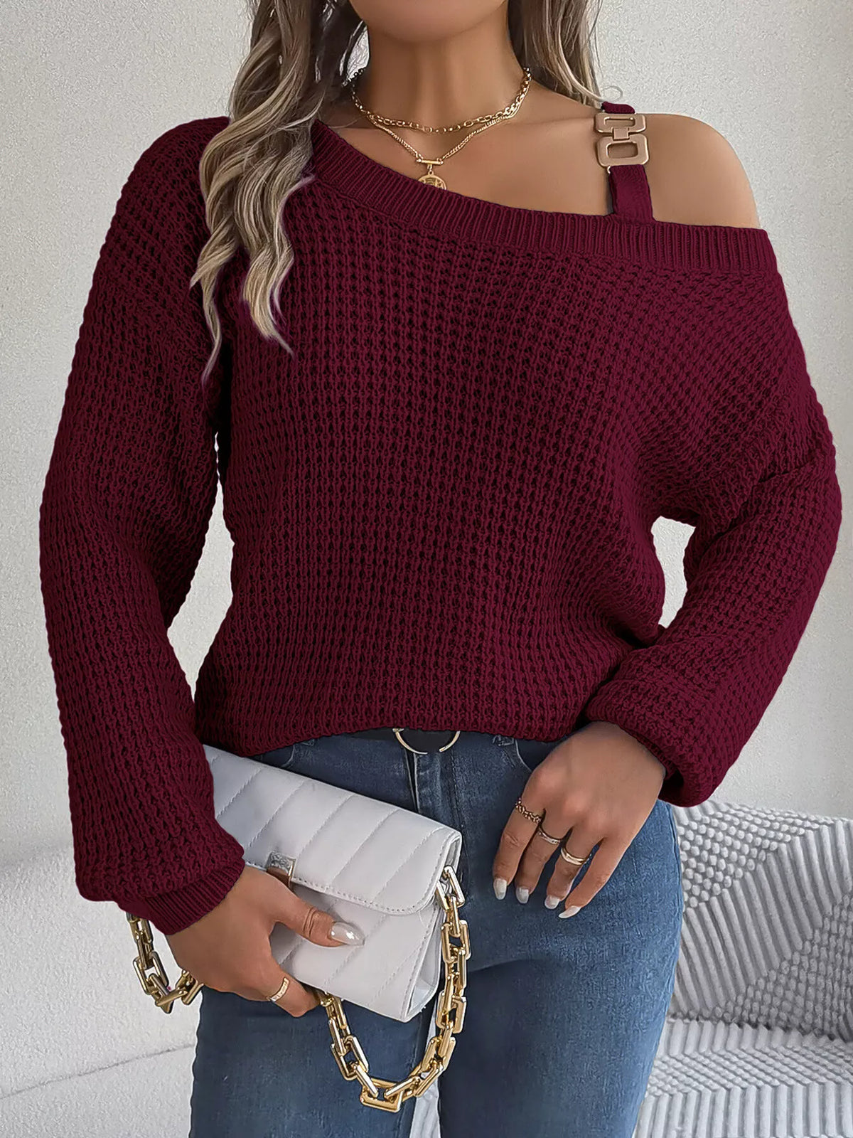 Parvati Asymmetrical Neck Long Sleeve Sweater — view 25
