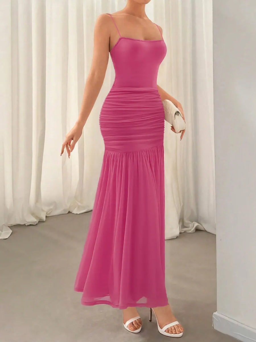 Hathor Ruched Maxi Cami Dress styled in the studio