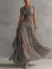 Morrigan Lace Slim Fit Top and Maxi Skirt Set — thumbnail 1