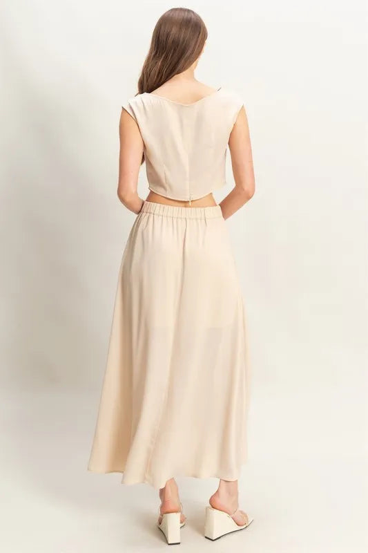 Isis Sleeveless Top and Maxi Skirt Set styled in the studio