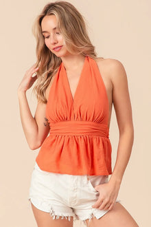 Demeter Back Open With Halter Neck Wrinkled Tank Top — thumbnail 7