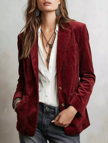 Athena Slim Fit Suede Long Sleeve Blazer — thumbnail 5