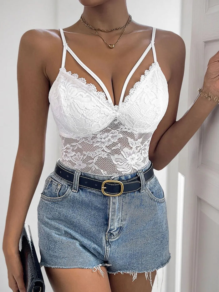 Selene Spaghetti Strap Lace Bodysuit