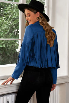 Athena Fringe Trim Lapel Collar Cropped Blazer — thumbnail 22