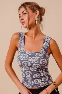 Persephone Two Tone Floral Seamless Tank Top — thumbnail 8