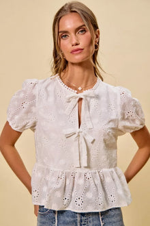Brigid Eyelet Front Tie Blouse — thumbnail 6