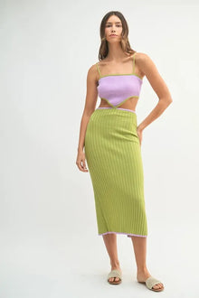 Kali Ribbed Knit Color Block Cutout Midi Dress — thumbnail 6