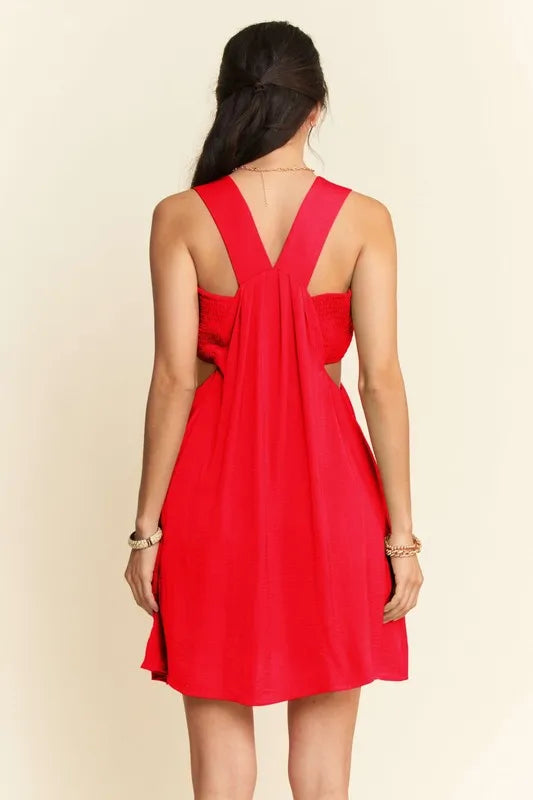 Aphrodite Satin Cutout Mini Dress detail
