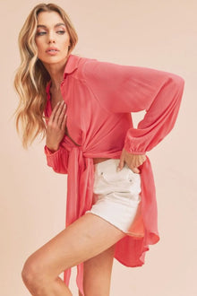 Pele Aemi + Co Tied Collared Neck Long Sleeve Top — thumbnail 2