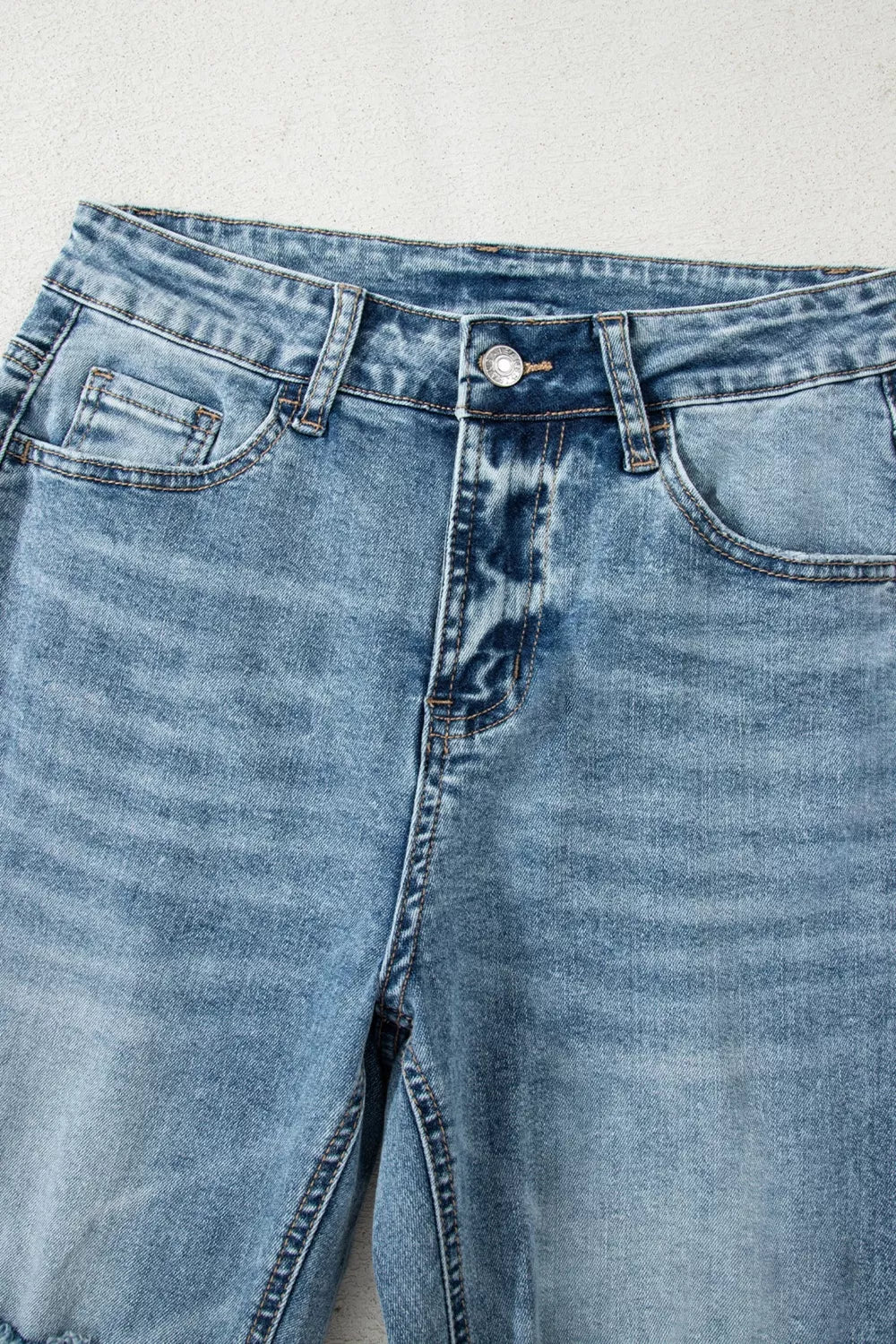 Artemis Raw Hem Ripped Open Knee Fit Flare Jeans — view 5