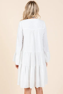 Eir Tiered Notched Flare Sleeve Dress — thumbnail 4