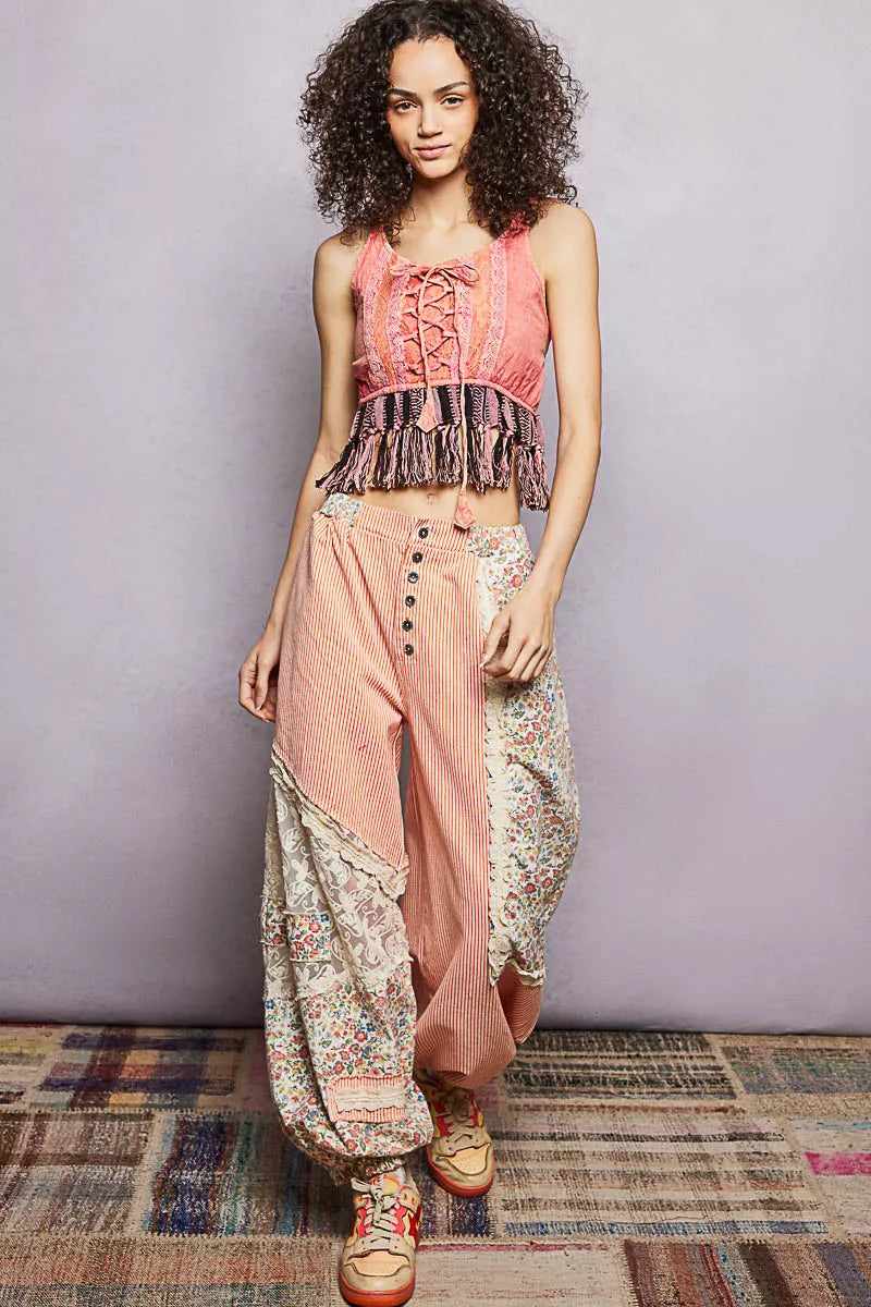Freya Lace-Up Fringe Tank — view 5