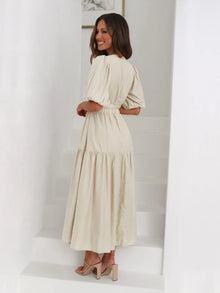 Persephone Tiered Surplice Half Sleeve Midi Dress — thumbnail 4