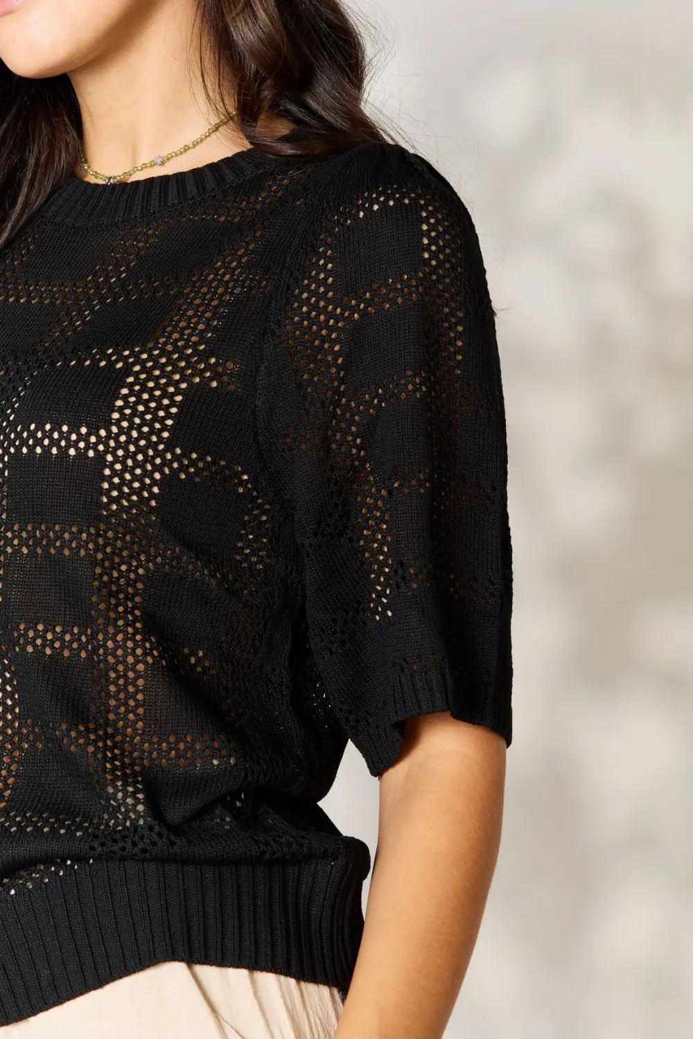 Gaia Ribbed Trim Knit Top — view 6
