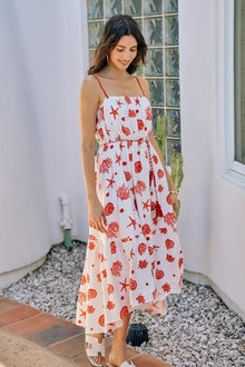 Sekhmet Shell Print Tiered Lined Midi Cami Dress With Belt — thumbnail 5