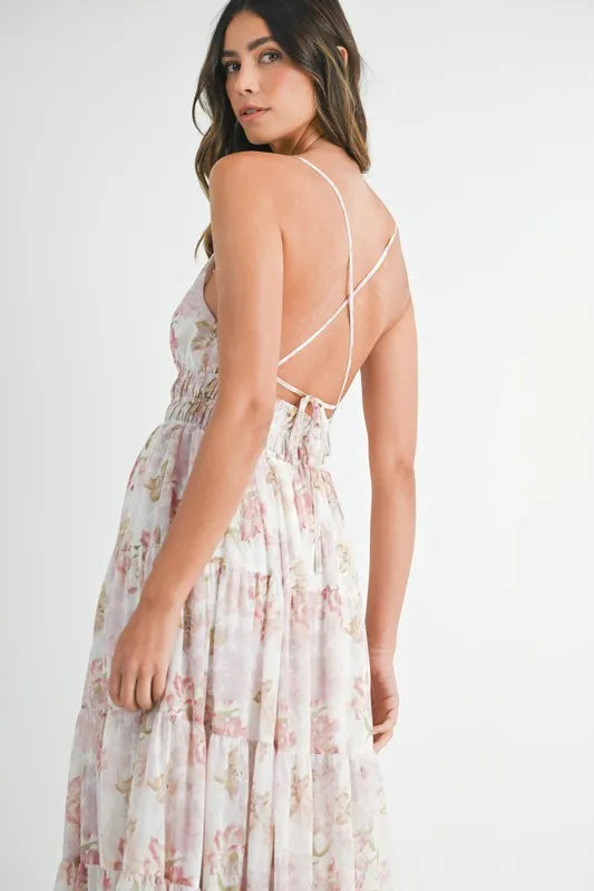 Parvati Floral Print Tiered Cami Maxi Dress — view 7