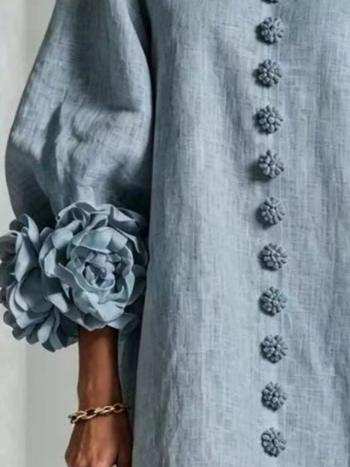Olwen 3D Floral 3/4 Sleeve Mini Dress — view 18