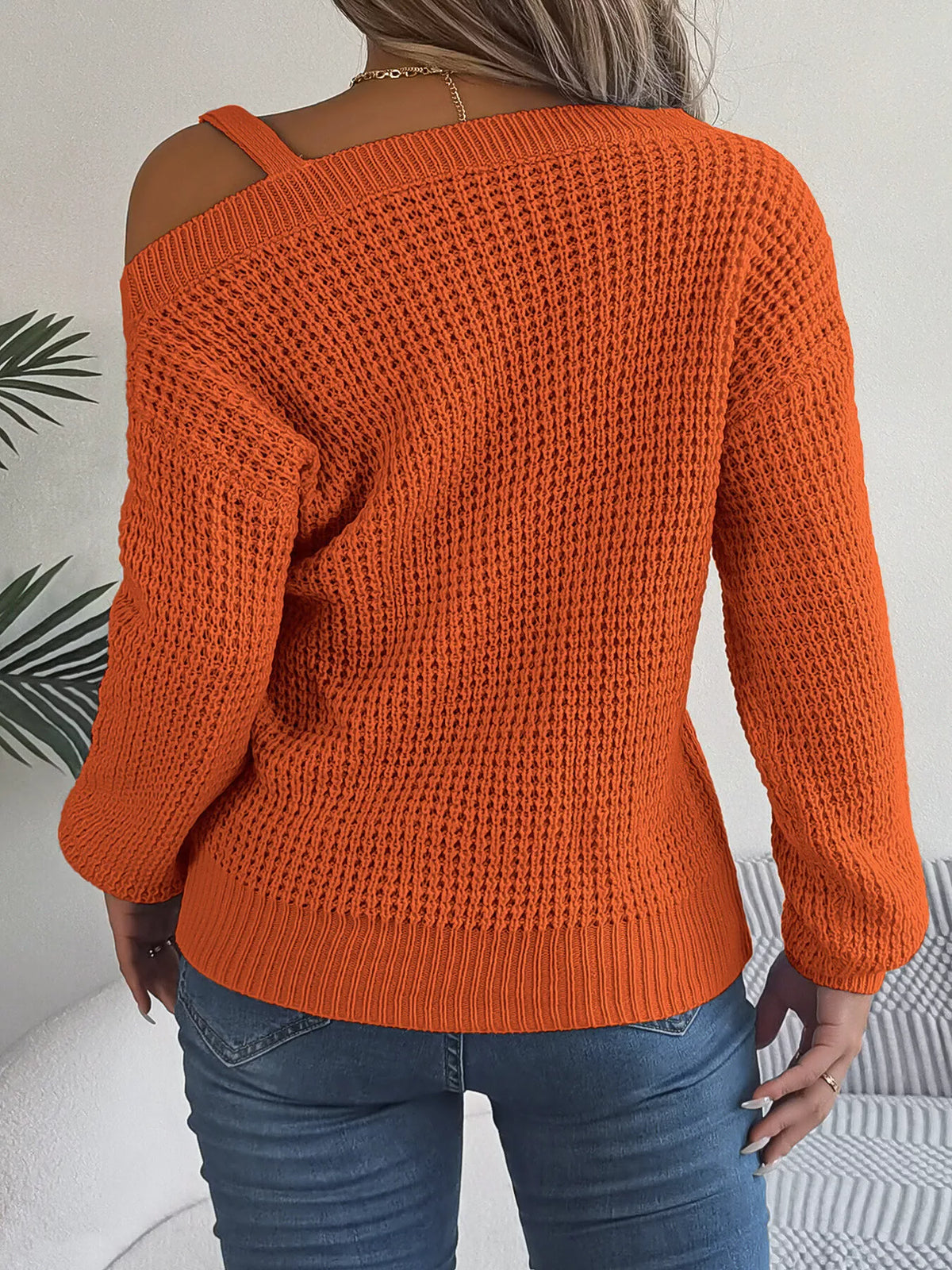 Parvati Asymmetrical Neck Long Sleeve Sweater — view 14