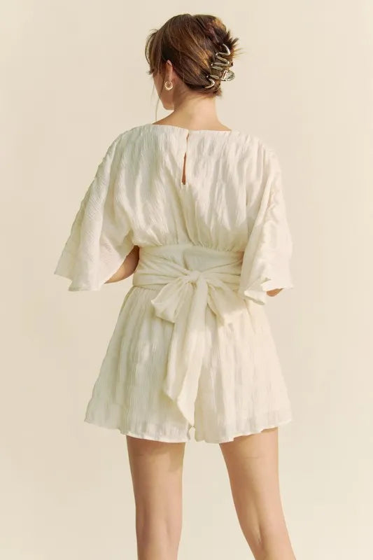 Selene Batwing Sleeve Waist Belt Romper — view 3
