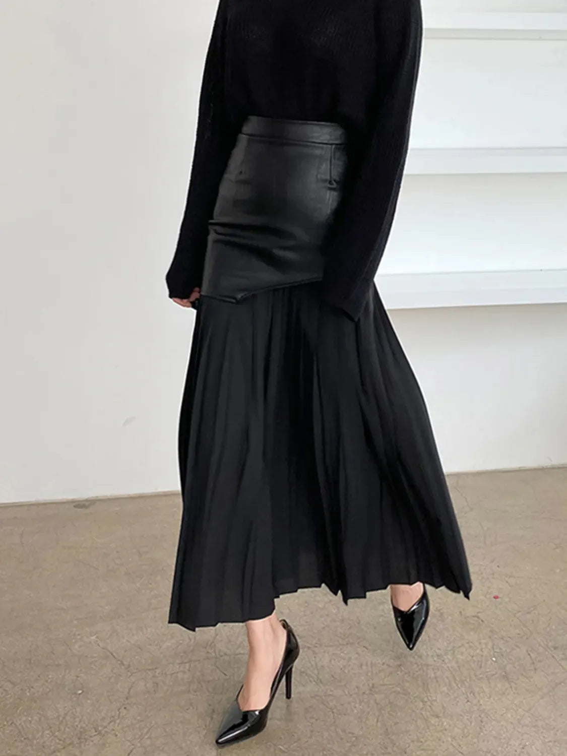 Hecate Contrast Pleated Maxi Skirt — view 1