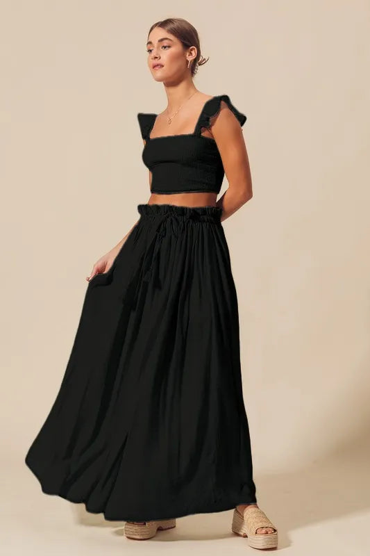 Isis Smocked Top and Flowy Maxi Skirt Set — view 2