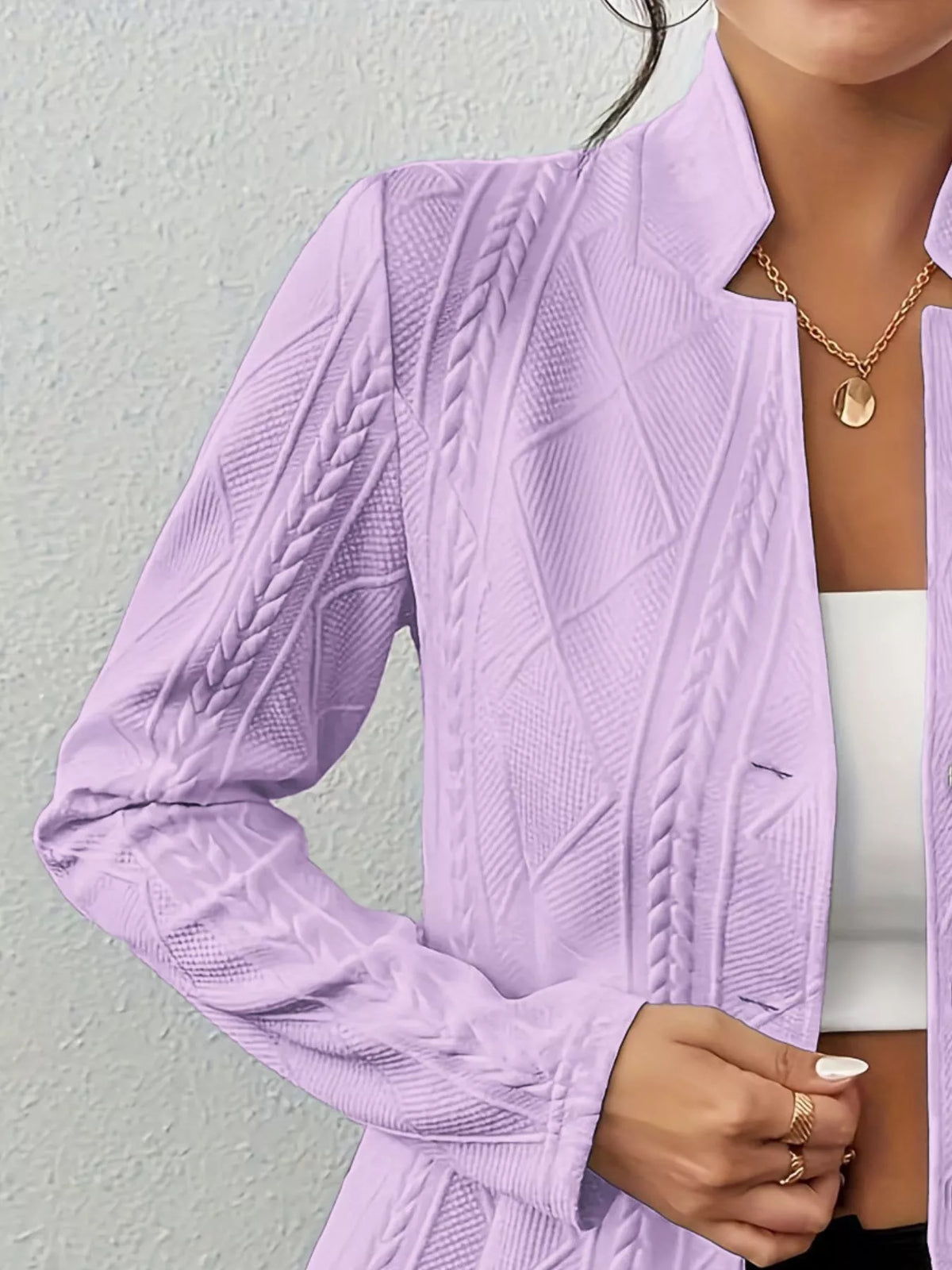 Athena Textured Knit Button-Front Blazer — view 17