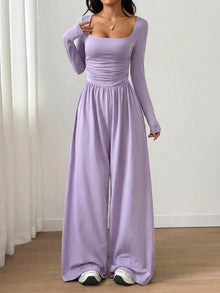 Bastet Ruched Square Neck Wide-Leg Jumpsuit — thumbnail 22