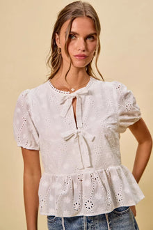Brigid Eyelet Front Tie Blouse — thumbnail 16