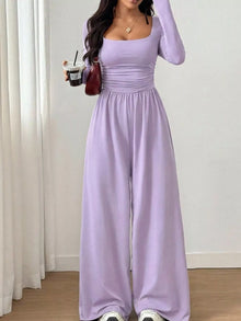 Bastet Ruched Square Neck Wide-Leg Jumpsuit — thumbnail 23