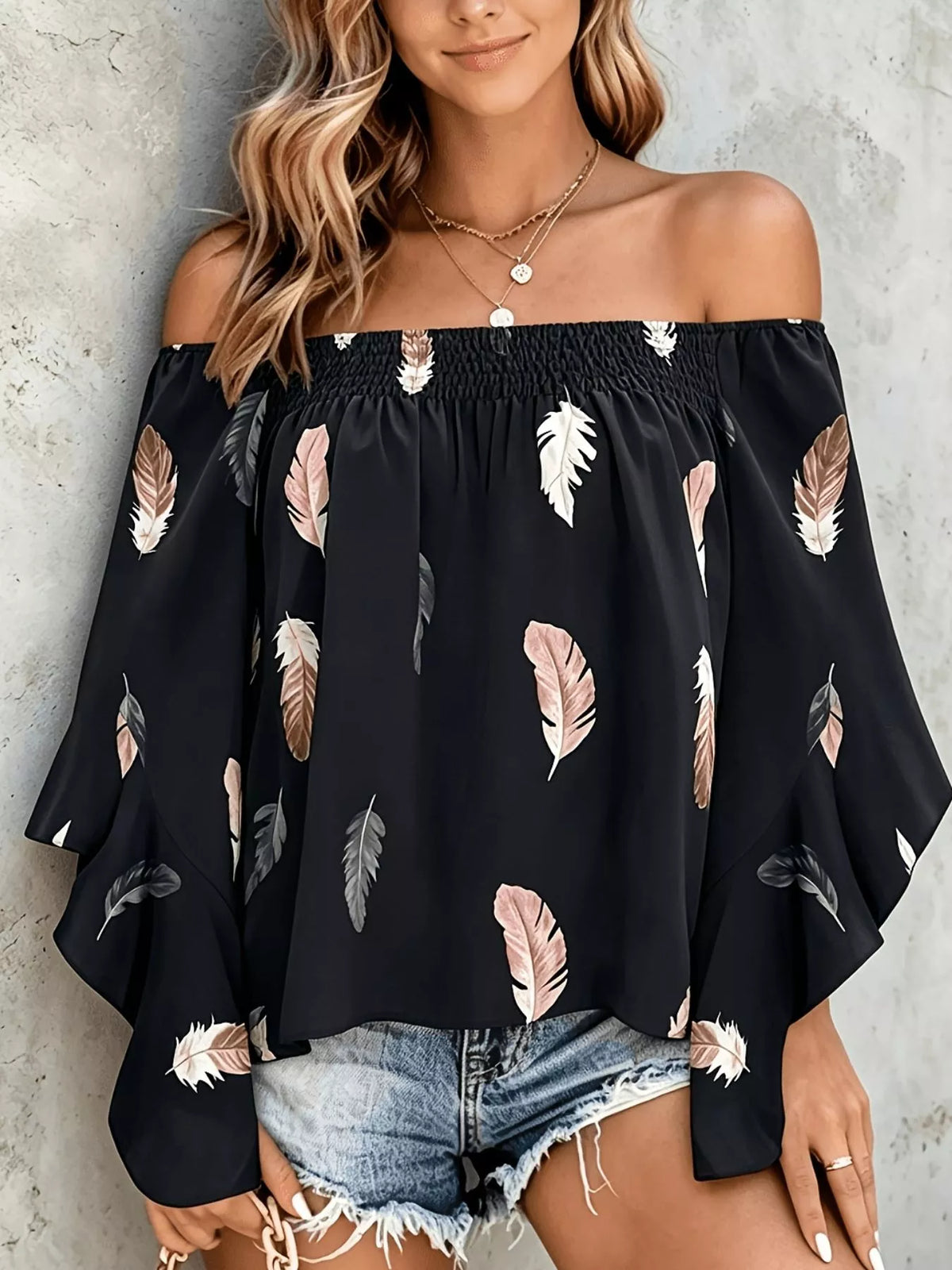 Eir Printed Off Shoulder Blouse — view 15