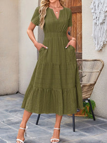 Sekhmet Tiered Notched Short Sleeve Dress — thumbnail 22