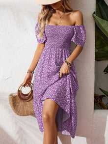 Persephone Floral Print Smocked Ruffle Sleeves Dress — thumbnail 7