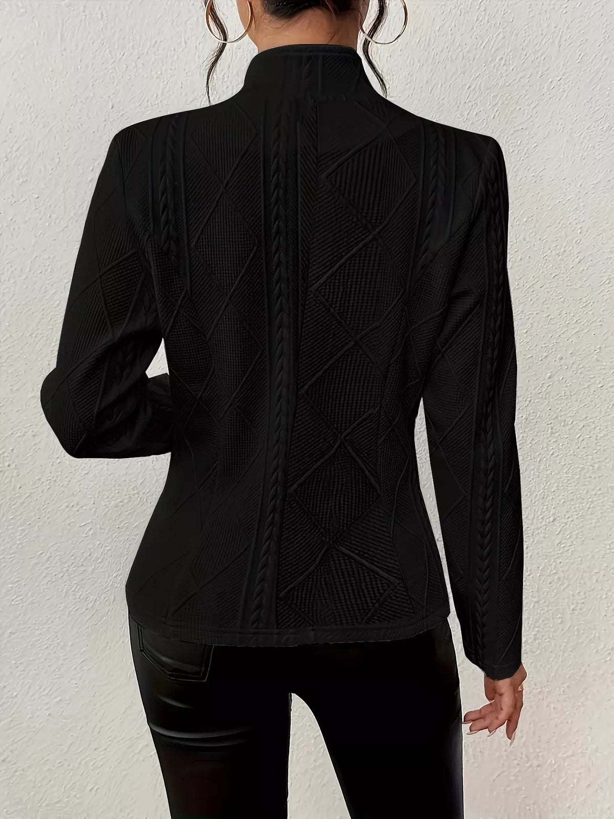 Athena Textured Knit Button-Front Blazer — view 6