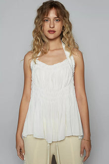 Amaterasu Backless Halter Sleeveless Top with Smocking Shirring Detail — thumbnail 5