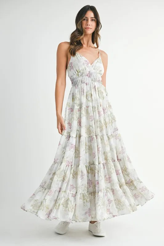 Persephone Floral Print Tiered Cami Maxi Dress