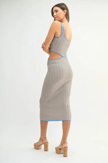 Iris Multi Color Chevron Knit Bodycon Midi Dress — thumbnail 5