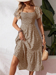 Persephone Floral Print Smocked Ruffle Sleeves Dress — thumbnail 17